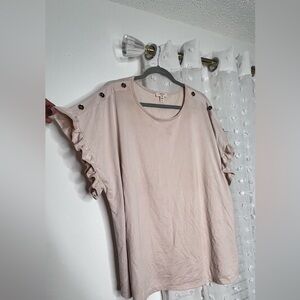 Cumo Blu Women's Ruffle Sleeve Top - Cream